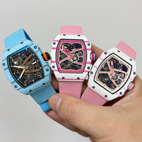 Nouvelle édition couleur 2026, style RM 67-02, montre sport squelette extra-plat 7,8 mm à remontage automatique en fibre de carbone, bracelet en nylon