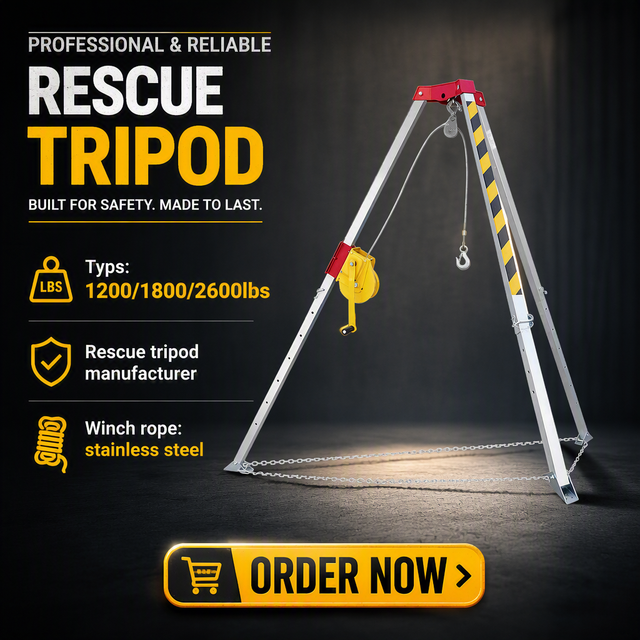 1200/1800lbs 300kg Load Capacity Aluminum Alloy Rescue Tripod with Hand Winch for Confined Space Emergency Rescue CE Certified