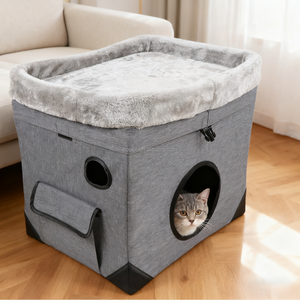 Rimovibile condominio per gatti con aperture di ventilazione e tasche laterali pieghevole <span class=keywords><strong>Cat</strong></span> Cube e <span class=keywords><strong>Cat</strong></span> Cave con letto - Product Image 6