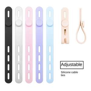Wholesale <b>Elastic</b> Silicone Cable Ties Soft Adjustable Straps <b>Cord</b> Bundle Organizer Wrap Reusable Wire Management with Lock - Product Image 1