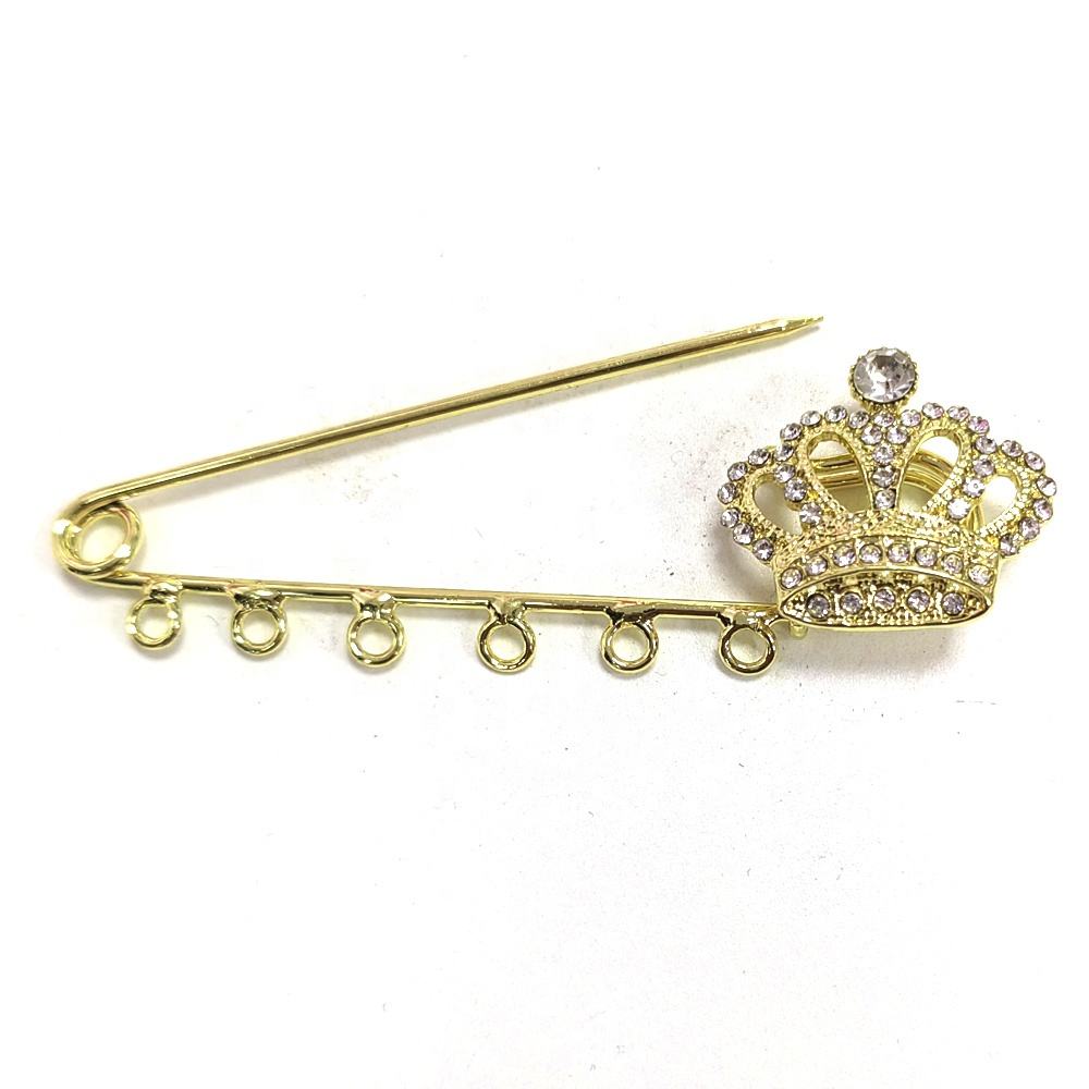 CM Gold Plated Alloy Crown Shape Crystal Rhinestone Safety