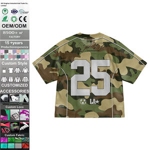 Custom Logo Oversized 100% Cotton Knitted Retro Soccer <b>Jersey</b> <b>Short</b> Sleeve Anti-Pilling Boxy Streetwear Mesh Unisex - Product Image 2