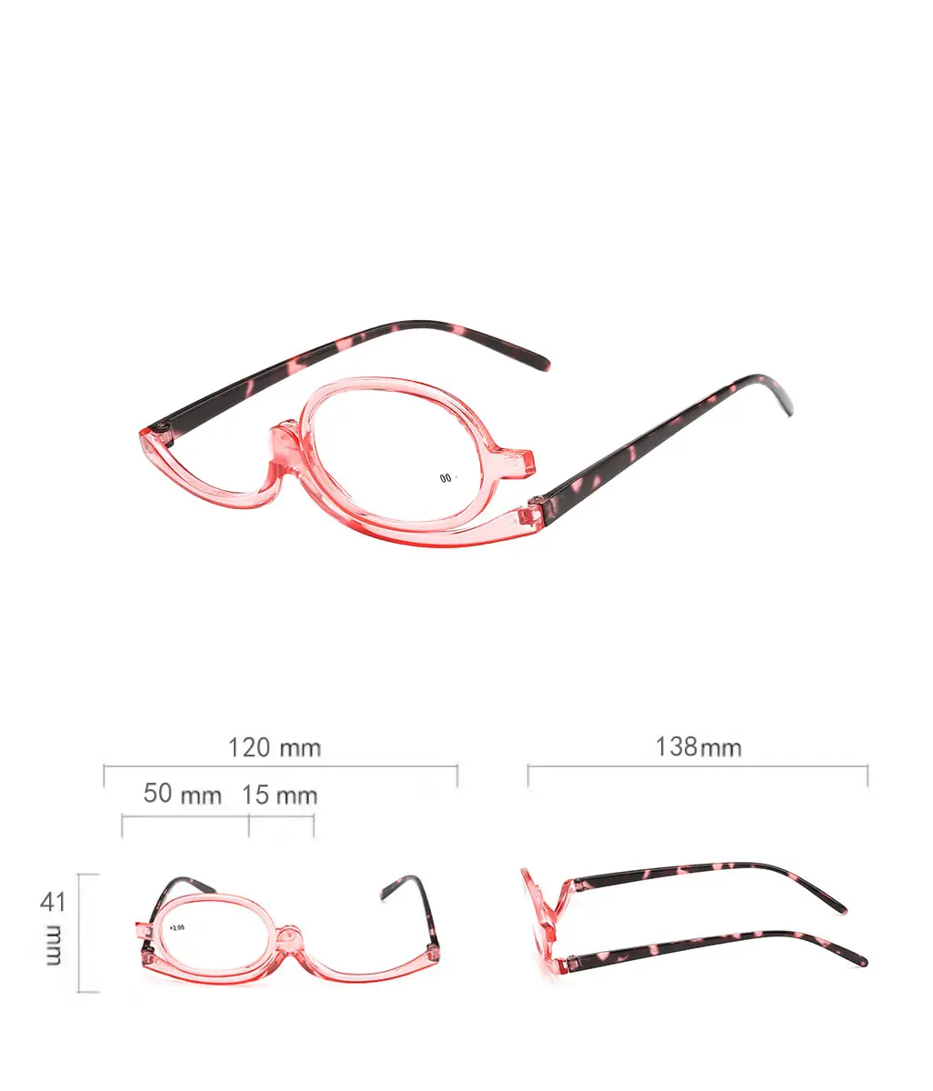 Fashion Makeup Reading Glasses Single-Piece 120 Degree Rotating Single-Side Glasses Multi-Functional Full Frame