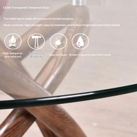 Table à manger mobile en bois massif de style nordique minimaliste, table ronde moderne en verre trempé, meubles de salle à manger