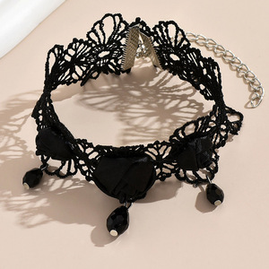 <span class=keywords><strong>Tobillera</strong></span> <span class=keywords><strong>de</strong></span> encaje negro con rosas para mujer, estilo gótico/vintage, con cuentas florales huecas, joyería para el pie, pulsera <span class=keywords><strong>de</strong></span> tobillo personalizada <span class=keywords><strong>de</strong></span> moda para uso diario - Product Image 2