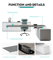 Grand bureau de travail moderne pour cadres avec armoire blanche et dessus en marbre Mobilier de bureau pour PDG Matériau métallique