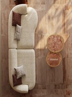 Canapé d'angle en velours chenille importé, style « Old Money », pour villa, grand format, salon, luxe discret, amovible