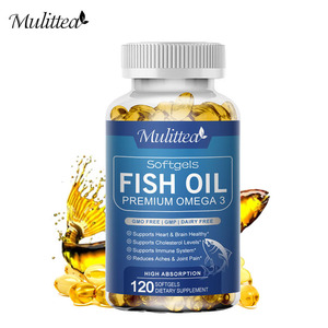 Complément alimentaire en gélules d'huile de poisson oméga 3, riche en DHA et EPA, sans OGM, sans produits laitiers, 120 gélules, pour adultes, améliore la vue - Product Image 1