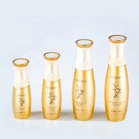 Lujo 40 60 110 130 ML 30 50 G Vacío Redondo Oro Cosmético Loción facial Crema Botella de vidrio Paquete de tarro Conjunto con bomba de loción