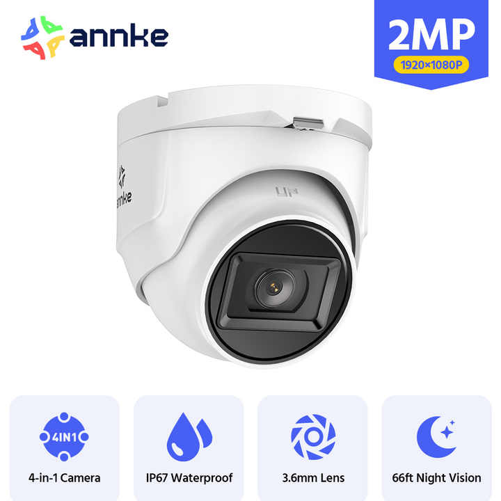 ANNKE 2MP 1080P HD TVI Turret Security Camera - AHD CCTV System