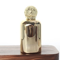 Flacon de parfum en verre recyclable avec revêtement UV doré personnalisé, avec pompe pulvérisatrice, capacité de 100 ml, doré pour le bouchon, forme ronde, emballage
