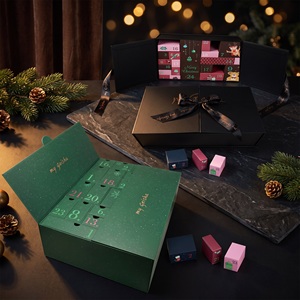 Boîte cadeau de luxe à double porte, personnalisée, vide, pour <span class=keywords><strong>calendrier</strong></span> de l'avent de <span class=keywords><strong>Noël</strong></span> avec 24 compartiments pour biscuits, finition mate et gaufrage - Product Image 1