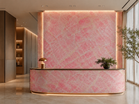 Dalle de marbre rose Poléage Effet Glacial Polie pour Panneau Mural Décoratif, Plan de Travail de Cuisine, Plateau de Meuble-Lavabo de Salle de Bain, Contour de Cheminée et Plateau de Console en Pierre