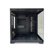 Casing PC MANMU Custom Hitam USB MicroATX Mid Tower Transparan untuk Desktop Gamer, Dapat Disesuaikan, Berbahan Aluminium Alloy Steel dengan Sisi Transparan