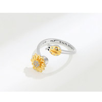 Bague de rotation en laiton ouverte pour femmes, bijoux anti-stress pour mariage, forme ovale, motif abeille et tournesol
