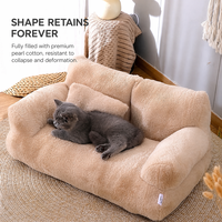 Canapé-lit pour animaux de compagnie en peluche OEM personnalisé, lavable, antidérapant, avec dossier surélevé, pour chat et chien, lit confortable pour dormir, vente en gros