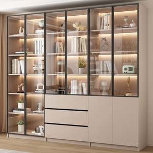 Meuble de salon de luxe, armoire moderne en bois et en verre, étagère de présentation, armoire à vin - Product Image 1