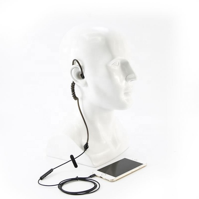 Covert Acoustic Unilateral Air Duct Tube Headset for Phone Black Bodyguard Headset