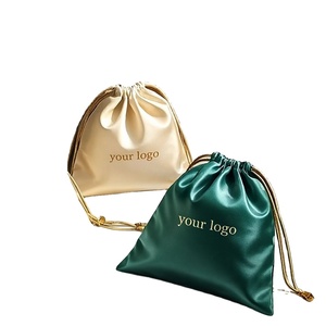 Custom Production Silk Drawstring Pouch Customizable Size Color Material Logo Print for Jewelry Gift Wedding Favor <b>Packaging</b> - Product Image 1