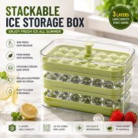 TOPIN SRP-D007 Moule à glaçons empilable 3 couches en silicone avec couvercle, déverrouillage à une pression, en PP de qualité alimentaire, options multicolores pour boissons