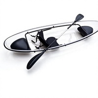 Kayak transparent en cristal clair pour une personne, matériau PC, gonflable, canoë transparent gratuit pour la mer, le lac, les sports nautiques