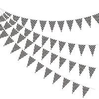 48 feuilles 94ft Racing Checkered Bannière en plastique noir et blanc Couleur Scheme