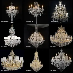 High Quality Customized Project Villa Hotel Maria Theresa K9 Crystal Staircase Hanging Chandeliers Pendant Lights For Wedding