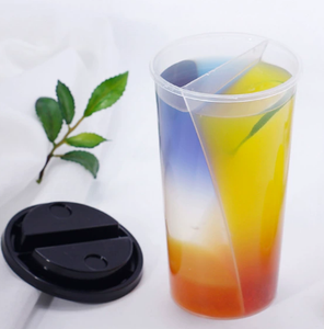 Gobelet double transparent en PP de 16 oz et 22 oz pour milkshake, thé à bulles, gobelet plastique double avec couvercle - Product Image 2
