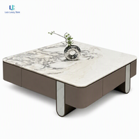 Table basse en marbre blanc Luca Arabescato |   Socle carré en pierre naturelle polie pour salon de villa, taille sur mesure