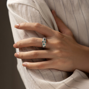S925 Sterling Silver <b>Cluster</b> Ring With Round Brilliant Cut <b>Crystal</b> Rhinestones Pave Setting Women's Classic Everyday Wear Band - Product Image 5