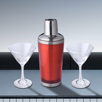 Shaker à cocktail miniature en acier inoxydable durable à double paroi de 350 ml, fabrication directe en usine, personnalisable, 3 pièces