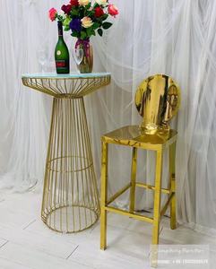 Table de bar haute de luxe en acier inoxydable doré pour mariages, événements et cocktails – Vente en gros - Product Image 3