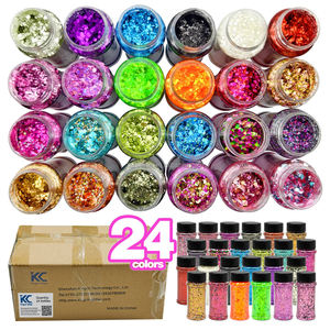 Almacenes en EE. UU., Botella de 2 oz, Purpurina Holográfica Láser de Diferentes Tamaños, 24 Colores por Juego para Globos de Nieve, Vasos, Festivales de Música - Product Image 1