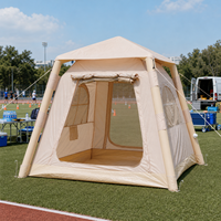 Tente de camping gonflable portable de 4,6 m² avec doubles portes et fenêtres pour le camping de loisirs en plein air