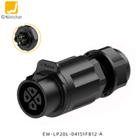 Prise d'alimentation circulaire en plastique E-Weichat LP20 Série 2 3 4 pôles, type vis de verrouillage M20, étanche IP67, 500V, pour aviation