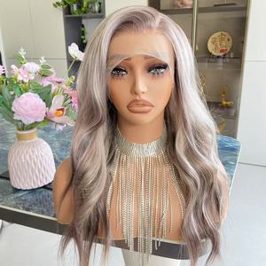 Peluca de Cabello Sintético Transparente con Frente de Encaje 13x4 de 20 Pulgadas, Color Platino, para Peinados Ondulados, Resistente al Calor, para Uso Diario, para Mujeres Blancas - Product Image 1