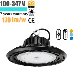 100-347v dali et capteur de mouvement dimmable smart ufo 200w lumière led haute baie avec prise 30000lm lampe d'atelier d'entrepôt commercial