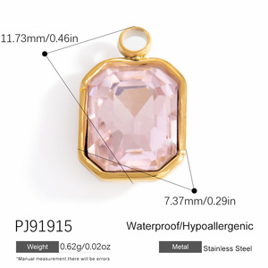 SUMMLY Pendentif géométrique en zircon coloré, bijoux plaqués or 18 carats en acier inoxydable, étanche et hypoallergénique, idéal pour un cadeau - Product Image 2