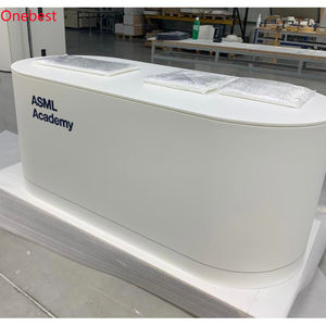 Comptoirs de caisse modernes en pierre artificielle avec LED et coins arrondis pour magasins de détail, avec logo - Product Image 1