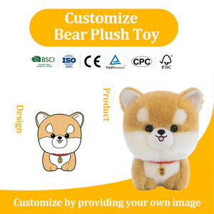 Jouet en peluche ultra doux Kawaii pour chien avec cordon porte-bonheur rouge et breloque paix dorée, série mignonne Chibi Shiba Pomeranian <span class=keywords><strong>Corgi</strong></span> pour cadeau - Product Image 1