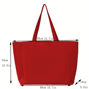 Sac fourre-tout en toile rouge à pois, sac à main en tissu de coton moyen à motifs personnalisés pour un usage quotidien, conception de lettres de célébration, vente en gros - Product Image 6