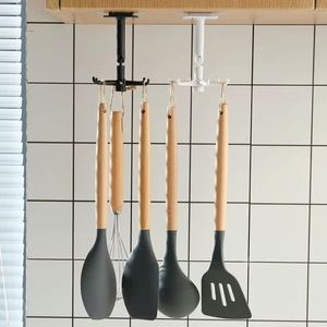 Kitchen Bathroom Organizer Storage Rack with 360 Degree Rotatable <b>Hooks</b> Multi-Purpose <b>Hooks</b> for Spoon Hanger Gadgets Storage - Product Image 2
