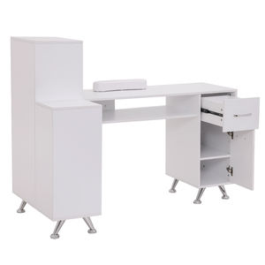 Meja kuku 2 laci Modern dengan sandaran tangan yang nyaman desain dapat dikunci putih/emas untuk Salon Kuku - Product Image 4