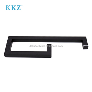 KKZ D Tipo 8 "X 24" Barra de toalla Combo Acero inoxidable 304 Manija de puerta negra mate para vidrio de ducha de 1/4 "a 1/2" - Product Image 3