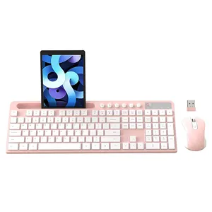 COUSO Factory OEM ODM Multimedia Keys Membrane Silent Ergonomic Computer Wireless Keyboard And Mouse Combo With Tablet Holder