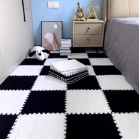 Tapis puzzle en mousse EVA, dalles emboîtables, doux, moelleux, pelucheux, fabriqué à la machine, antidérapant, couleur unie, pour salon et chambre