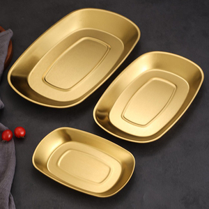 Plateau de service rectangulaire en acier inoxydable de style coréen, plat vintage pour barbecue, rôtis, sushis, cuisine, restaurant - Product Image 6