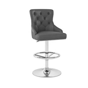 Sgabello da <span class=keywords><strong>bar</strong></span> girevole in pelle argento con <span class=keywords><strong>metro</strong></span> girevole in acciaio inossidabile di alta qualità di lusso - Product Image 6