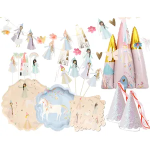 Factory custom girl Princess themed party Forest Fairy party tableware decoration supplies kit