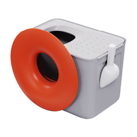 BLUEWORTH Bac à litière fermé pour chat avec couvercle et entrée magnétique à sens unique, 75L, design trou noir, toilette carrée pour chat, contrôle des odeurs, anti-